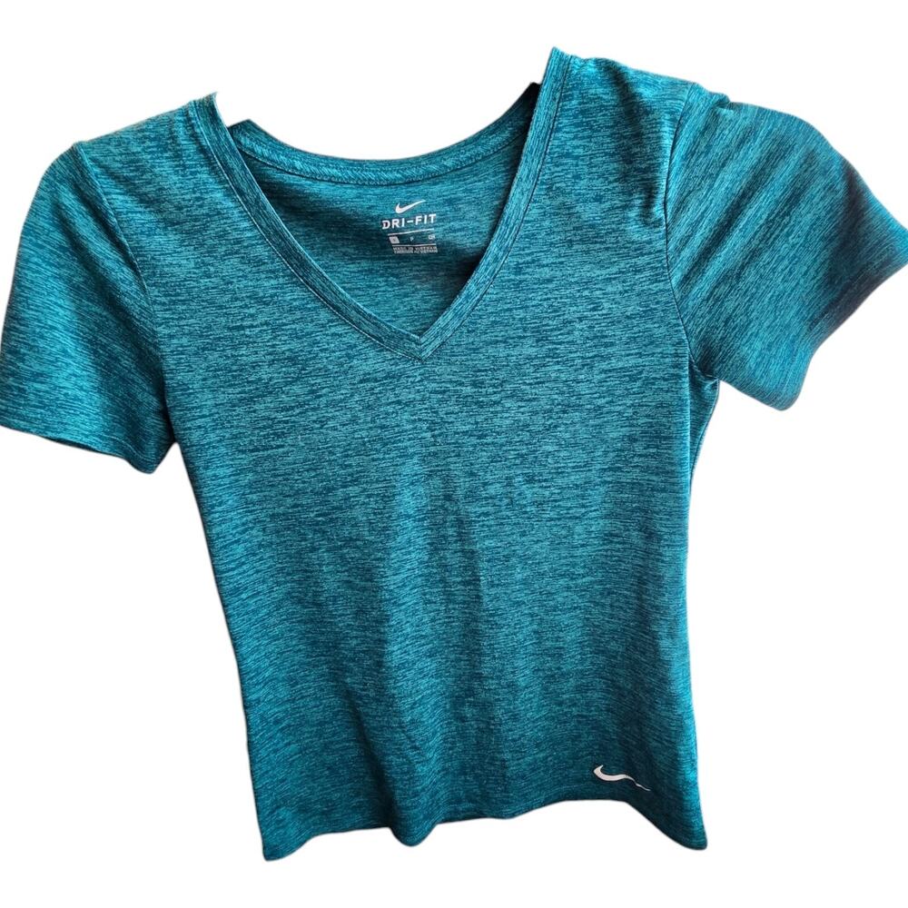 Nike Womens Green Dri-Fit Short Sleeve Activewear Compression Top Size S Small